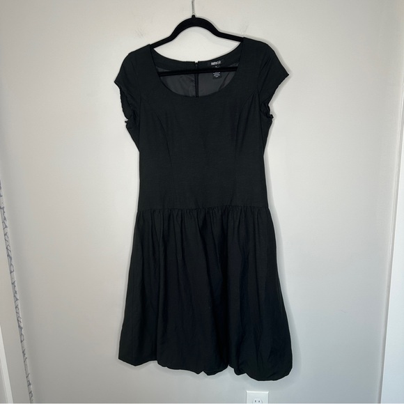Y2K Metrostyle Black Linen Blend Bubble Hem Dress Size 10 Breathable Lightweight - Picture 1 of 8